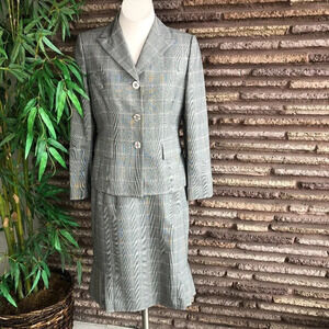 Kasper Glen Plaid Professional Career Skirt Suit Pleated Skirt Size 6 Petite
